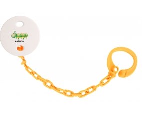 Attache-tétineJouet toys Chenille avec prénom couleur Orange