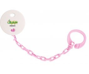 Attache-tétineJouet toys Chenille avec prénom couleur Rose clair