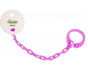 Attache-tétineJouet toys Chenille avec prénom couleur Rose fuschia