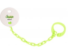 Attache-tétineJouet toys Chenille avec prénom couleur Verte