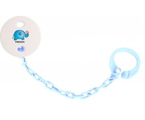 Attache-tétineJouet toys éléphant avec prénom couleur Bleu ciel