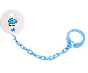 Attache-tétineJouet toys éléphant avec prénom couleur Bleu turquoise