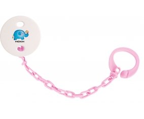 Attache-tétineJouet toys éléphant avec prénom couleur Rose clair