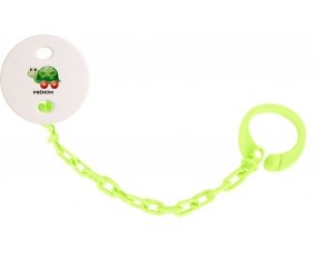 Attache-tétineJouet toys tortue avec roues avec prénom couleur Verte