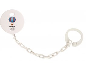 Attache-tétineJouet toys montgolfière avec prénom couleur Blanc