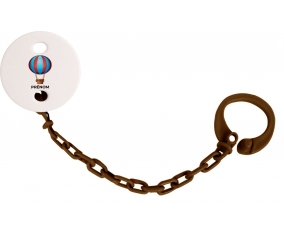 Attache-tétineJouet toys montgolfière avec prénom couleur Marron
