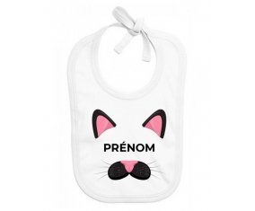 Bavoir bébé personnalisé Chatte rose avec prénom