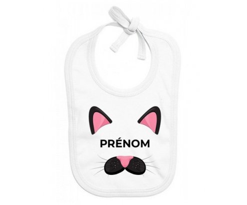 Bavoir bébé personnalisé Chatte rose avec prénom