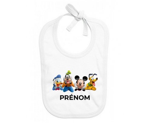 Bavoir Bebe Personnalise Disney Mickey Donald Pluto Et Bingo Design 2 Avec Prenom En Coton