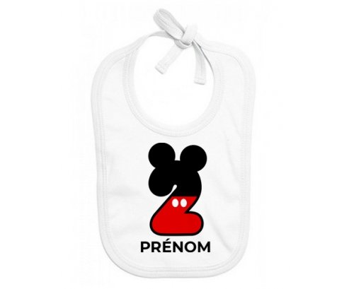 Bavoir bébé personnalisé Disney Mickey Numéro 2 avec prénom