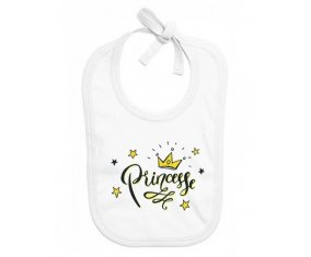 Bavoir bébé personnalisé Couronne jaune étoile princesse design-1