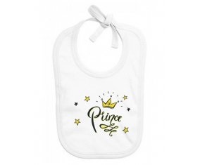 Bavoir bébé personnalisé Couronne jaune étoile prince design-1