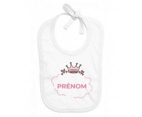 Bavoir bébé personnalisé Couronne rose bulle cœur avec prénom