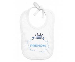 Bavoir bébé personnalisé Couronne bleue bulle cœur avec prénom