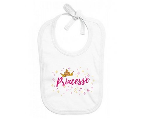 Bavoir bébé personnalisé Couronne jaune princesse en coton