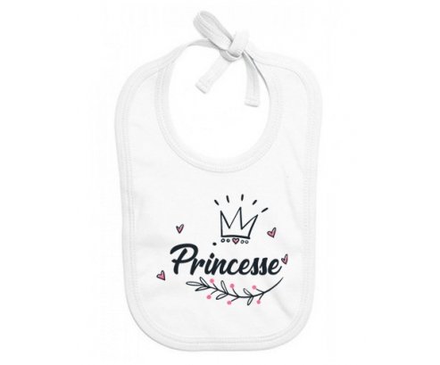 Bavoir bébé personnalisé Couronne noire princesse en coton