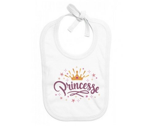 Bavoir bébé personnalisé Couronne jaune étoile princesse design-2