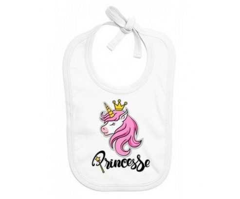 Bavoir bébé personnalisé Licorne rose princesse