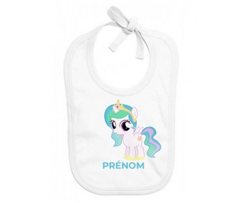 Bavoir bébé personnalisé My Little Pony Princesse Célestia design-1 avec prénom