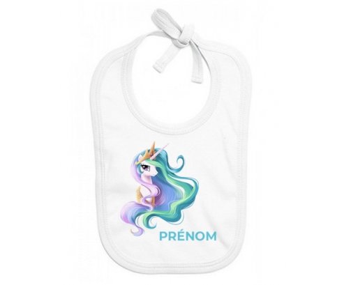 Bavoir bébé personnalisé My Little Pony Princesse Célestia design-2 avec prénom