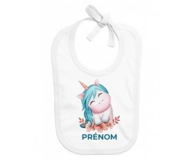 Bavoir bébé personnalisé Licorne turquoise avec prénom