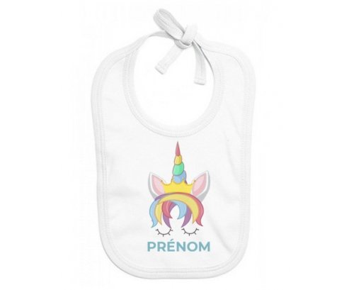 Bavoir bébé personnalisé Licorne design-1 avec prénom