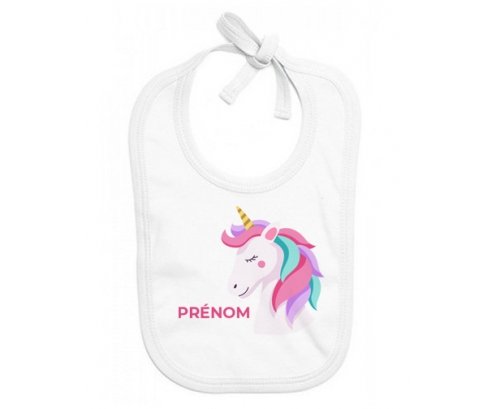 Bavoir bébé personnalisé Licorne design-2 avec prénom