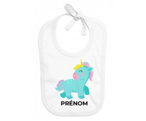 Bavoir bébé personnalisé Licorne design-3 avec prénom