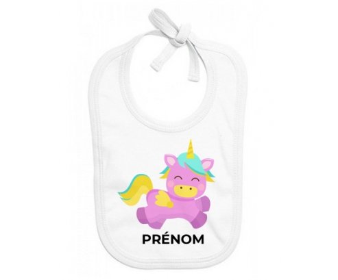 Bavoir bébé personnalisé Licorne design-4 avec prénom