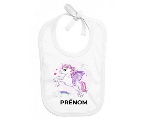Bavoir bébé personnalisé Licorne design-7 avec prénom