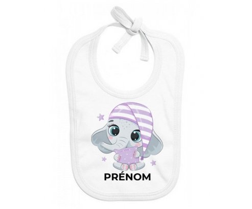 Bavoir bébé personnalisé Bébé éléphant douce nuit avec prénom