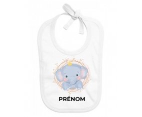 Bavoir bébé personnalisé Éléphant couronne jaune avec prénom