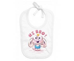 Bavoir bébé personnalisé Animaux rigolos Hi Bro !