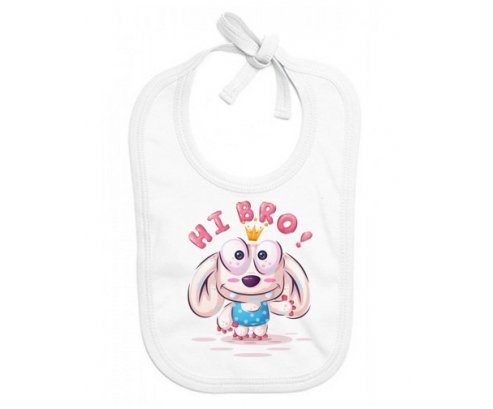 Bavoir bébé personnalisé Animaux rigolos Hi Bro !