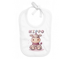 Bavoir bébé personnalisé Animaux rigolos Hippo