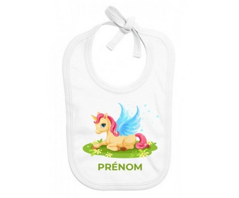 Bavoir bébé personnalisé Licorne design-8 avec prénom