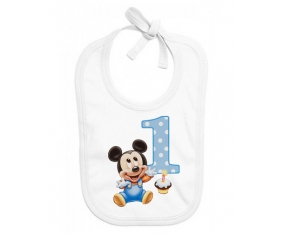 Bavoir bébé personnalisé Disney Mickey Numéro 1 anniversaire