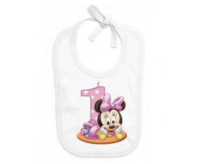 Bavoir bébé personnalisé Disney Minnie Numéro 1 anniversaire