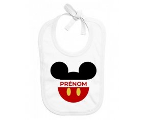 Bavoir bébé personnalisé Disney Mickey short rouge avec prénom