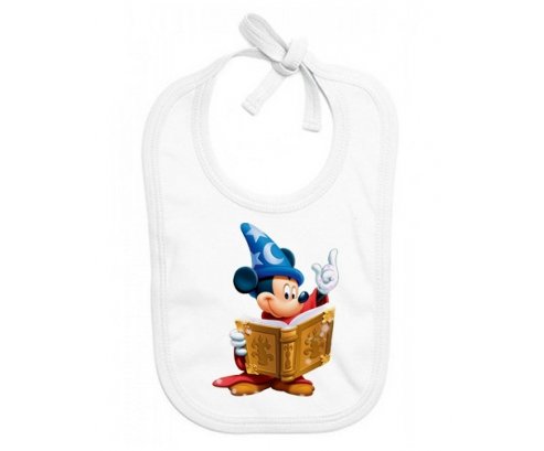 Bavoir bébé personnalisé Disney Mickey magicien livre de magie