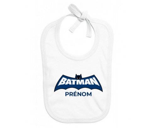 Bavoir bébé personnalisé Batman logo bleu avec prénom