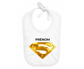 Bavoir bébé personnalisé Logo Superman doré avec prénom