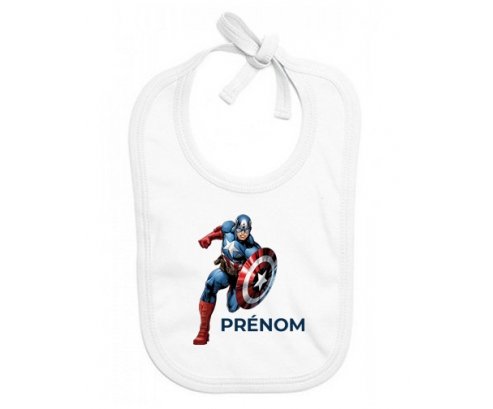 Bavoir bébé personnalisé Captain America design-1 avec prénom