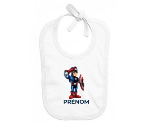 Bavoir bébé personnalisé Captain America design-2 avec prénom