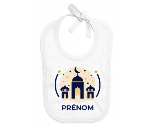 Bavoir bébé personnalisé Islam mosqué avec prénom design-1