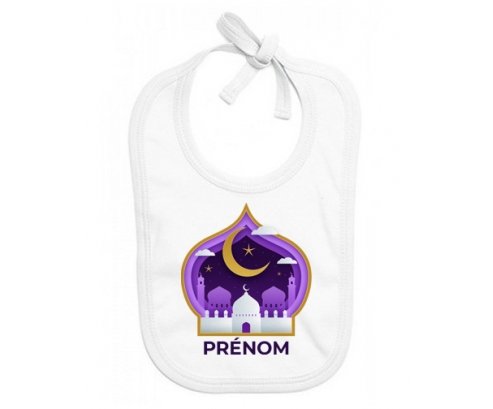Bavoir bébé personnalisé Islam mosqué avec prénom design-4