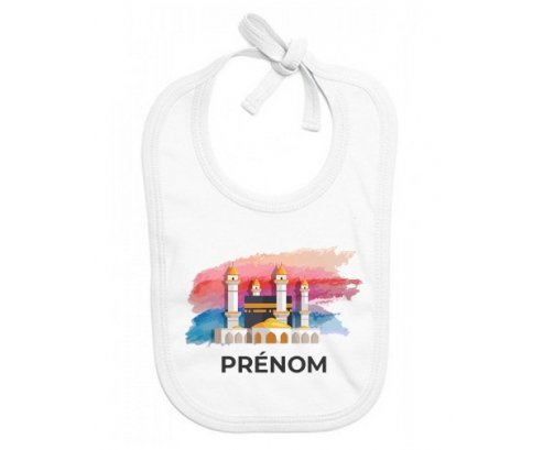 Bavoir bébé personnalisé Islam Mecque design-2 avec prénom
