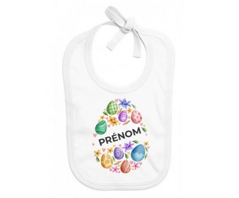 Bavoir bébé personnalisé Oeuf de Pâques design-1 avec prénom