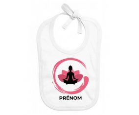 Bavoir bébé personnalisé Bouddhisme méditation zen design-3 avec prénom