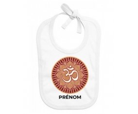 Bavoir bébé personnalisé Om aum sanskrit design-1 avec prénom